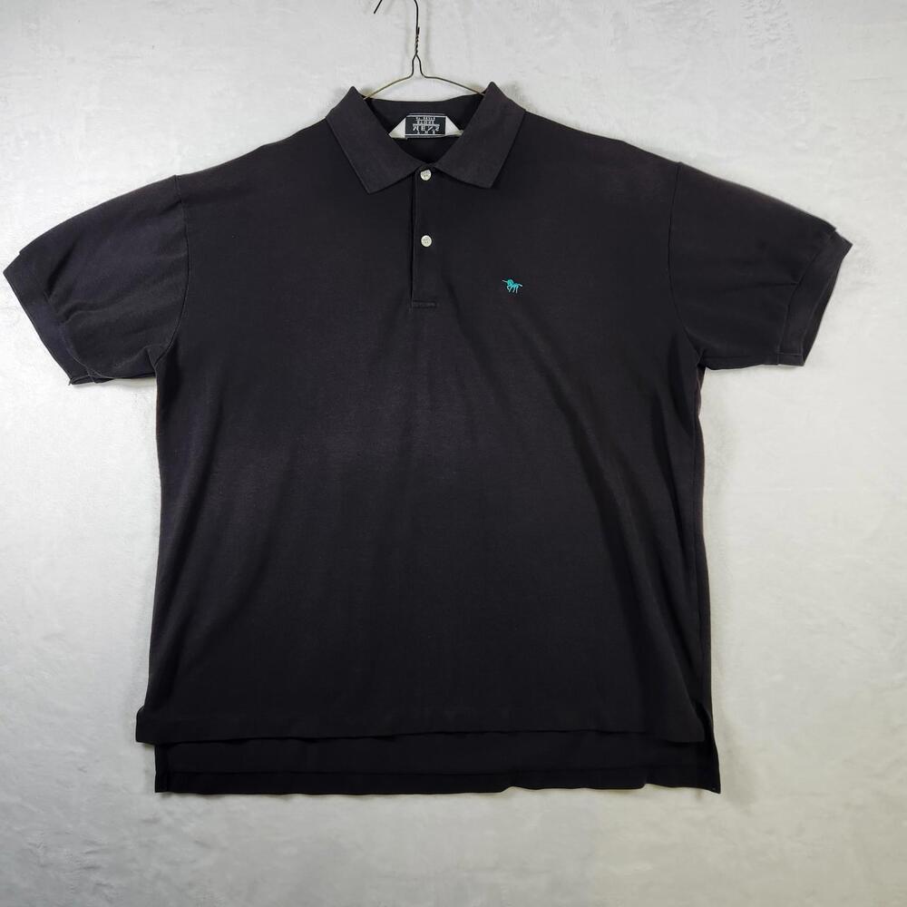 Vtg Sears Men Shop Short Sleeve Unicorn Polo Shirt‎ Black Size Large